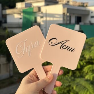 Large Pink Handheld Mirror - Customized Mirror